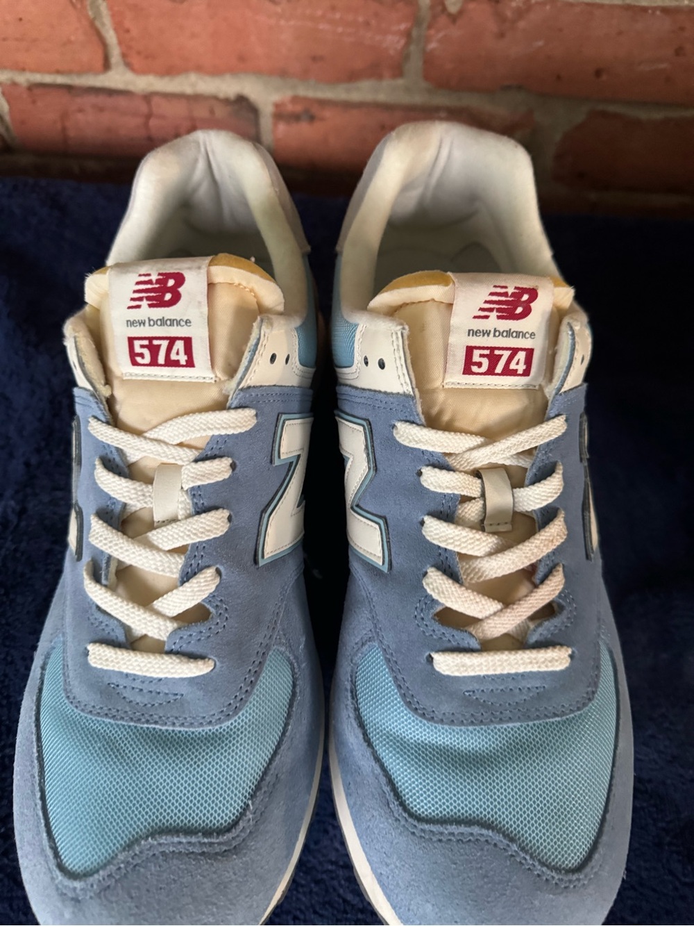 New Balance 574 Light Blue Suede & Mesh Sneakers - Picture 2 of 9